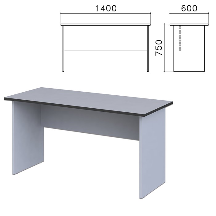 Стол письменный Монолит, 1400х600х750 мм, цвет серый, СМ22.11 640082 - фото 106550