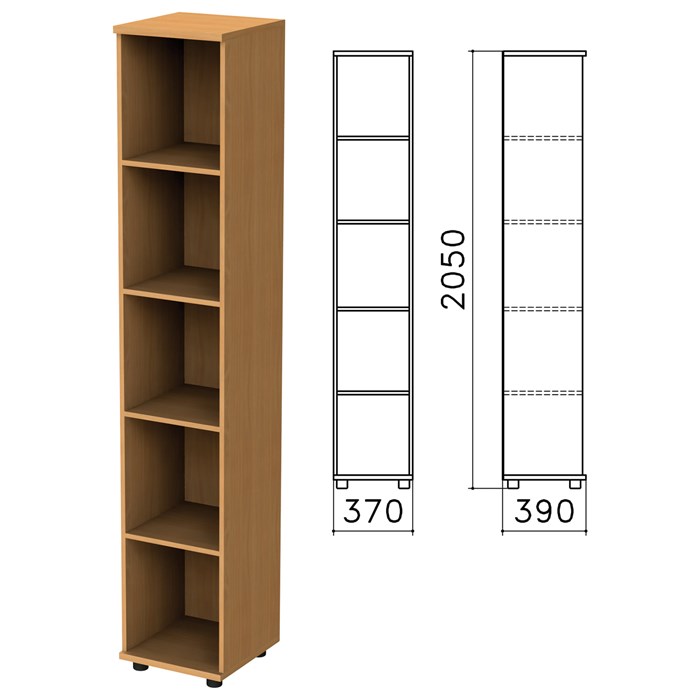 Шкаф (стеллаж) Монолит, 370х390х2050 мм, 4 полки, цвет бук бавария, КМ45.1 640174 - фото 106635