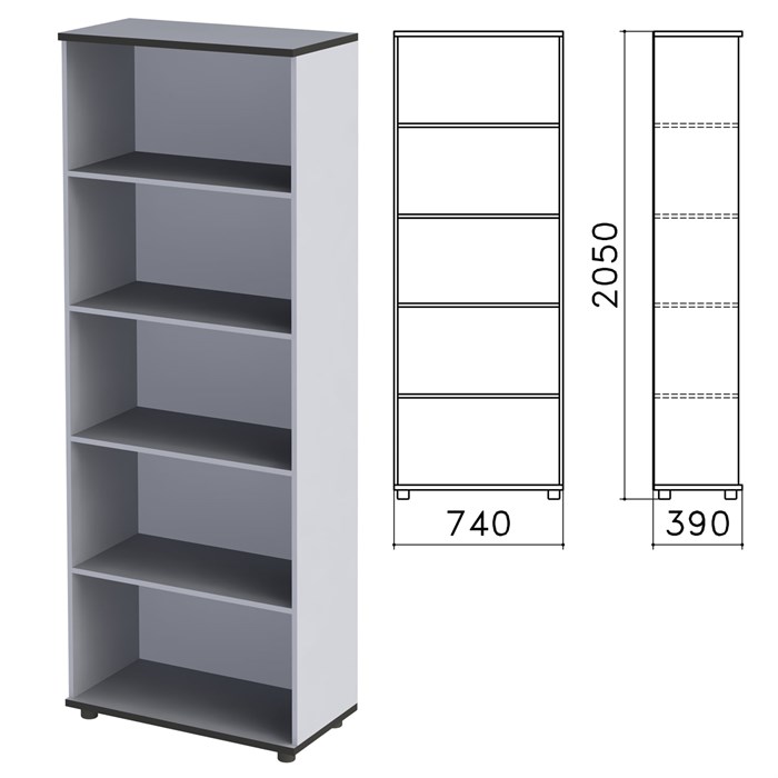 Шкаф (стеллаж) Монолит, 740х390х2050 мм, 4 полки, цвет серый, ШМ44.11 640173 - фото 106646