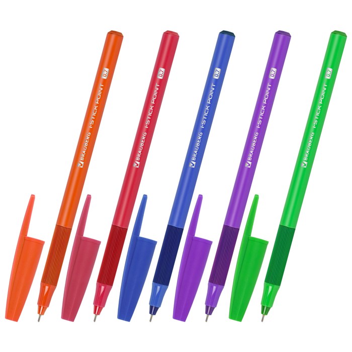 Ручка шариковая с грипом BRAUBERG i-STICK POINT NEON, СИНЯЯ, корпус ассорти, игольчатый узел 0,7 мм, линия письма 0,35 мм, 144022 144022 - фото 116120