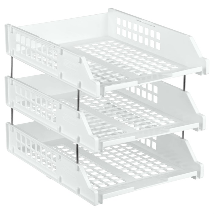 Лоток для бумаг горизонтальный СТАММ "Strong", набор 3шт., на метал. стержнях O370904 - фото 122156