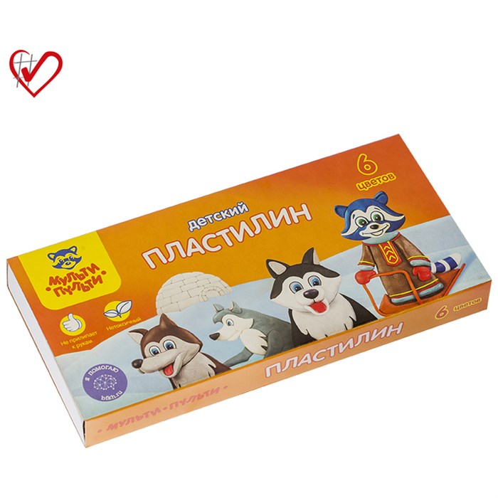 Пластилин Мульти-Пульти "Енот на Аляске", 06 цветов, 90г, со стеком, картон O236486 - фото 122863