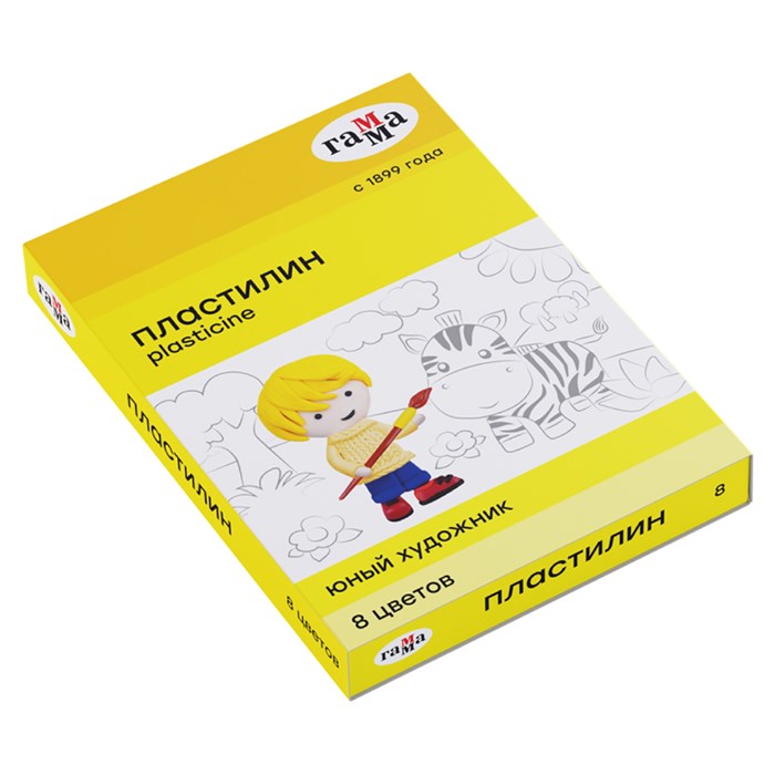 Пластилин Гамма "Юный художник" NEW, 08 цветов, 112г, со стеком, картон. упаковка O298643 - фото 122865