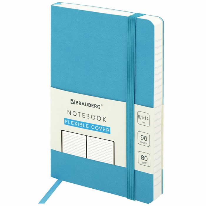 Блокнот МАЛЫЙ ФОРМАТ (91х140 мм) А6, BRAUBERG ULTRA, под кожу, 80 г/м2, 96 л., линия, голубой, 113031 113031 - фото 129879