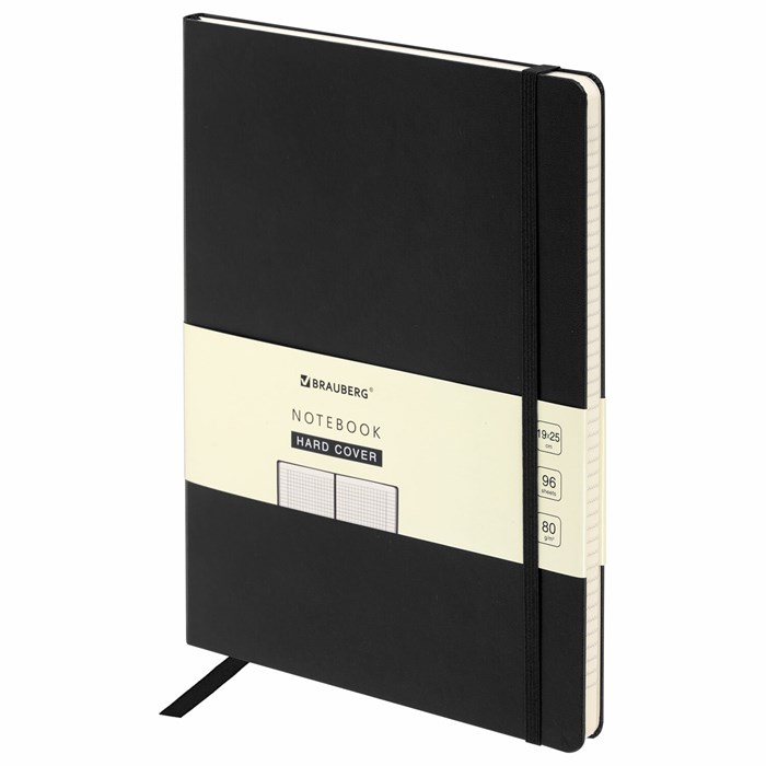 Блокнот БОЛЬШОЙ ФОРМАТ (180х250 мм) В5, BRAUBERG ULTRA, балакрон, 80 г/м2, 96 л., клетка, черный, 113060 113060