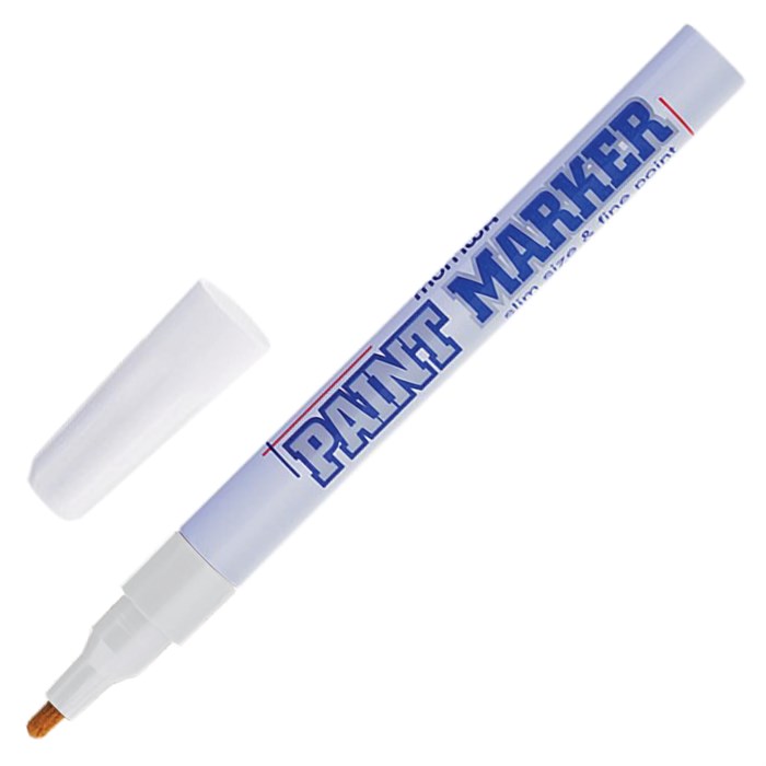 Маркер-краска лаковый (paint marker) MUNHWA "Slim", 2 мм, БЕЛЫЙ, нитро-основа, алюминиевый корпус, SPM-05 151462 - фото 155564