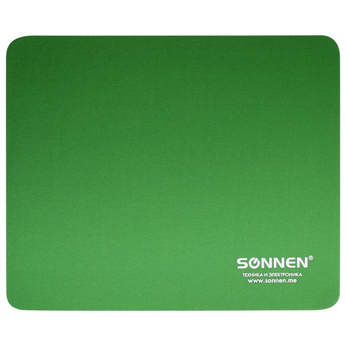 Коврик для мыши SONNEN "GREEN", резина + ткань, 220х180х3 мм, 513305 513305 - фото 159364