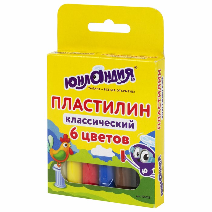 Пластилин классический ЮНЛАНДИЯ "ЮНЛАНДИК-СКУЛЬПТОР", 6 цветов, 120 г, ВЫСШЕЕ КАЧЕСТВО, 105028 105028 - фото 165398