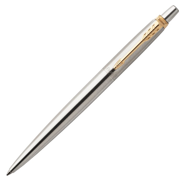 Ручка гелевая PARKER "Jotter Stainless Steel GT", корпус серебристый, позолоченные детали, черная, 2020647 142843 - фото 171674