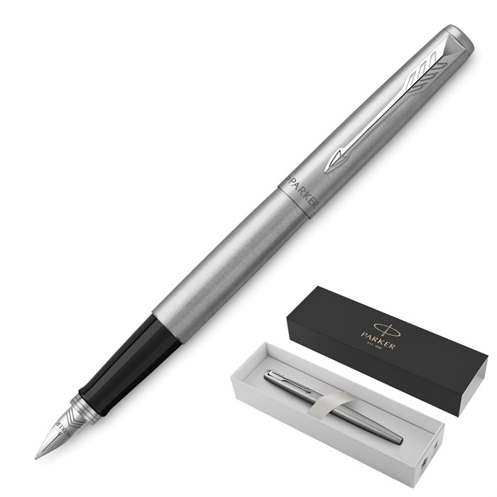 Ручка перьевая PARKER "Jotter Stainless Steel CT", корпус серебристый, детали хром, синяя, 2030946 142940 - фото 172384