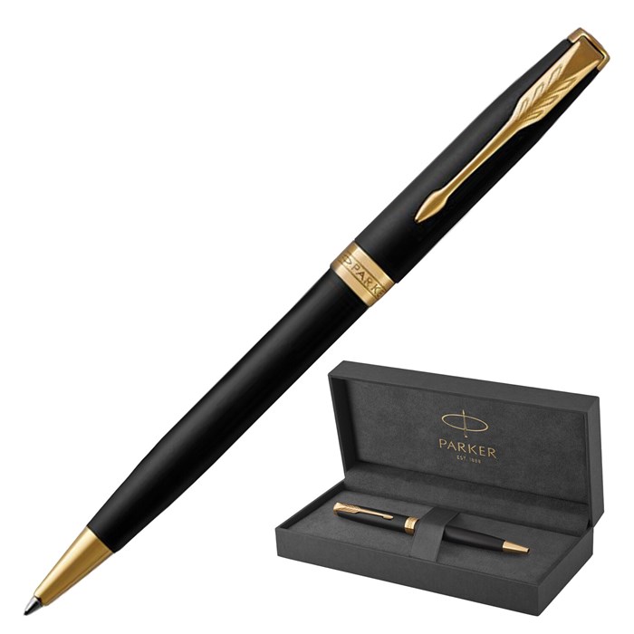 Ручка шариковая PARKER "Sonnet Core Matt Black GT", черный матовый лак, позолота, черная, 1931519 142359 - фото 172775