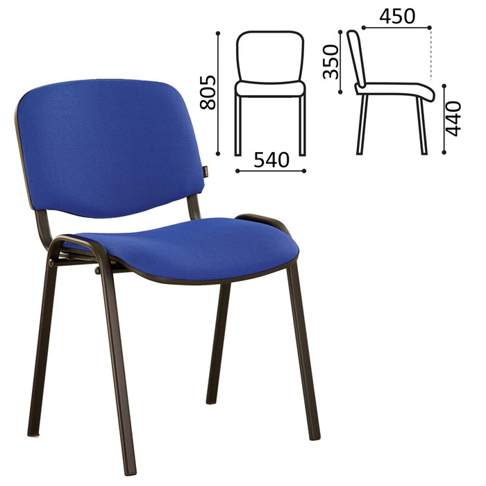 Стул для персонала и посетителей BRABIX "Iso CF-005", черный каркас, ткань синяя с черным, 531974 531974 - фото 178644
