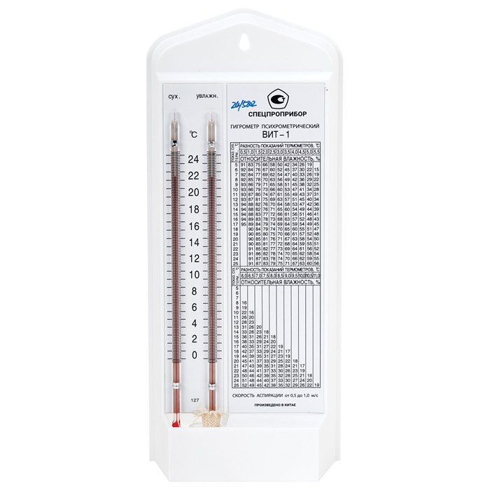 Гигрометр психрометрический ВИТ-1 с поверкой РФ, диапазон: от 0 до +25 °С 671341 - фото 179088