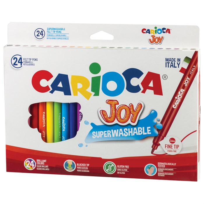 Фломастеры CARIOCA (Италия) "Joy", 24 цвета, суперсмываемые, вентилируемый колпачок, картонная коробка, 40615 150108 - фото 186149