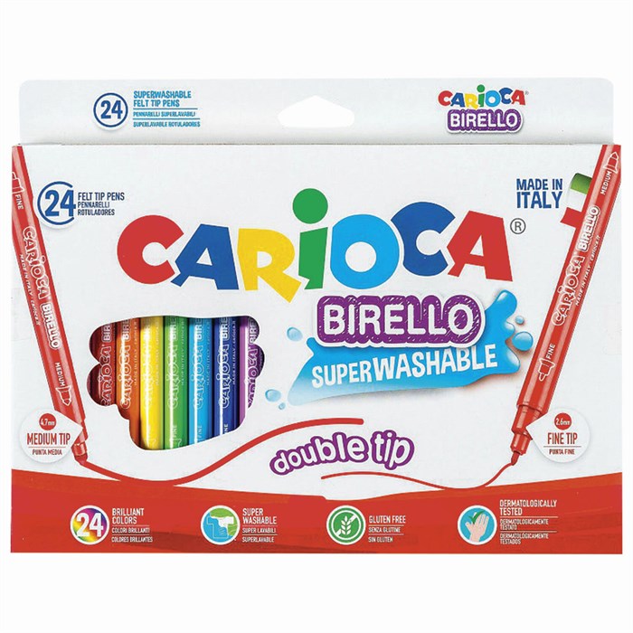 Фломастеры двухсторонние CARIOCA (Италия) "Birello", 24 цвета, суперсмываемые, 41521 151913 - фото 186175