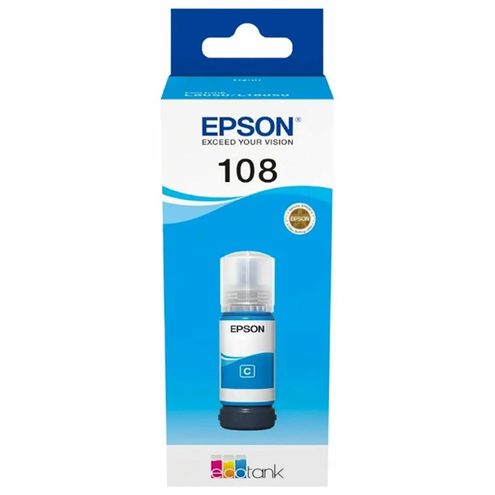 Чернила EPSON 108 (C13T09C24A) для СНПЧ EPSON L8050 /L8100 /L18050, голубые, ОРИГИНАЛЬНЫЕ 364532 - фото 196421