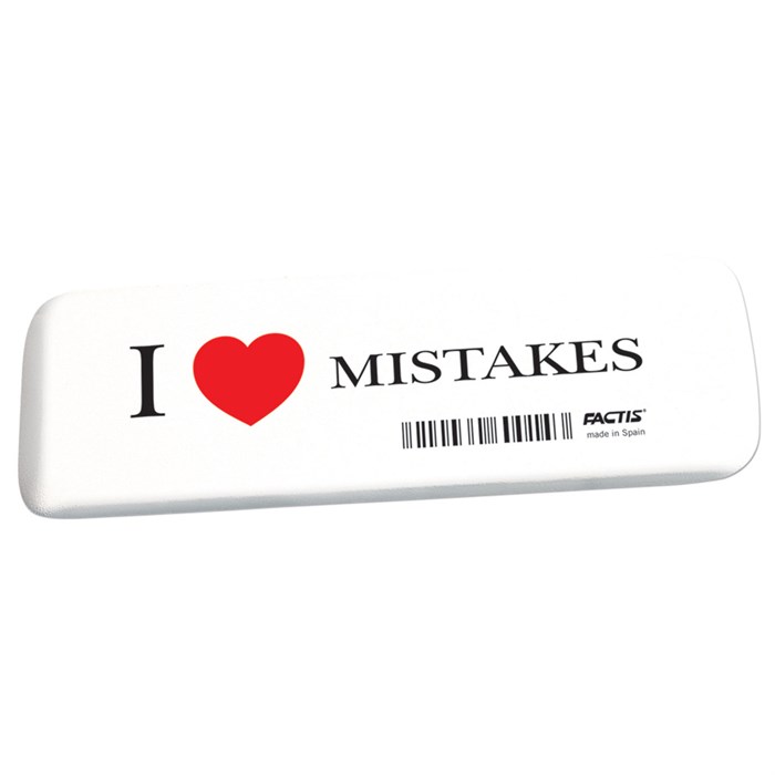 Ластик большой FACTIS "I love mistakes" (Испания), 140х44х9 мм, прямоугольный, скошенные края, GCFGE16C 228007 - фото 201121