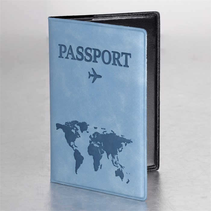 Обложка для паспорта "Passport Map", мягкая экокожа, голубая, STAFF, 238877 238877 - фото 208205