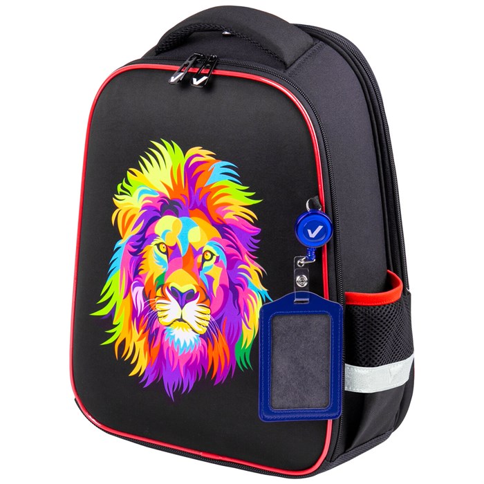 Ранец BRAUBERG FIT, 2 отделения, "Colorful lion", 38х27х14 см, 270618 270618 - фото 216535