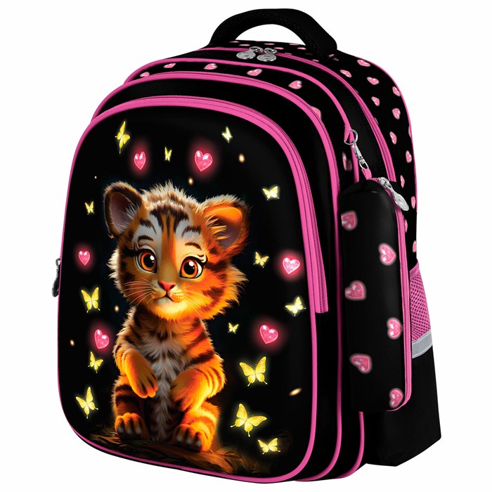 Рюкзак BRAUBERG KIDS MIND с пеналом в комплекте, 2 отделения, "Tiger Cub", 40х28х18 см, 273175 273175 - фото 221798