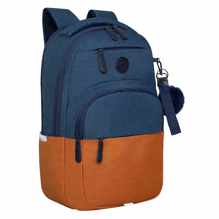 Рюкзак GRIZZLY школьный, укрепленная спинка, 2 отделения, для девочек, BLUE/ORANGE, 43х27,5х16 см, RD-341-2/3 272807 - фото 223002