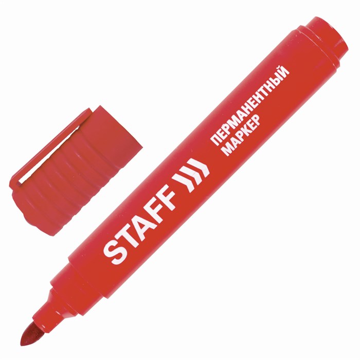 Маркер перманентный STAFF Basic PM-733, КРАСНЫЙ, круглый наконечник 2,5 мм, 150734 150734 - фото 258457