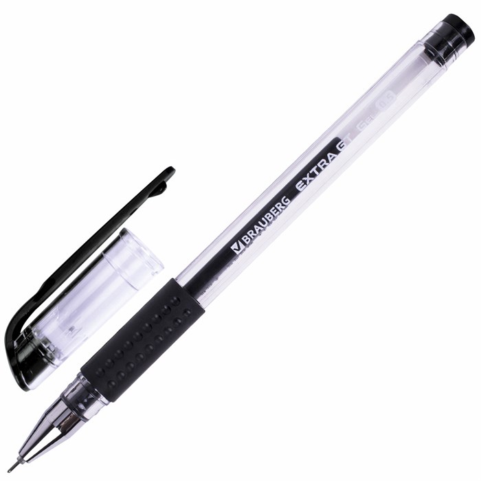 Ручка гелевая с грипом BRAUBERG "EXTRA GT NEEDLE", ЧЕРНАЯ, игольчатый узел 0,5 мм, линия 0,35 мм, 143918 143918 - фото 262546