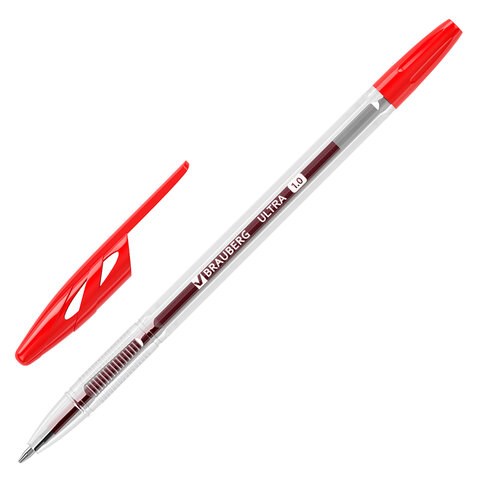 Ручка шариковая BRAUBERG ULTRA, КРАСНАЯ, узел 1 мм, чернила ГЕРМАНИЯ, наконечник ШВЕЙЦАРИЯ, 143560 143560 - фото 269563