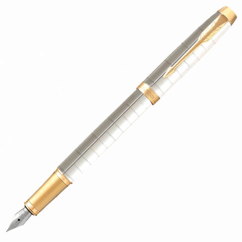 Ручка перьевая PARKER "IM Premium Pearl GT", корпус жемчужный лак, позолоченные детали, синяя, 2143649 143856 - фото 269713