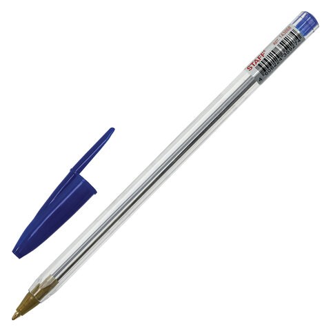 Ручка шариковая STAFF "Basic Budget BP-04", СИНЯЯ, линия письма 0,5 мм, с штрихкодом, 143868 143868 - фото 269722