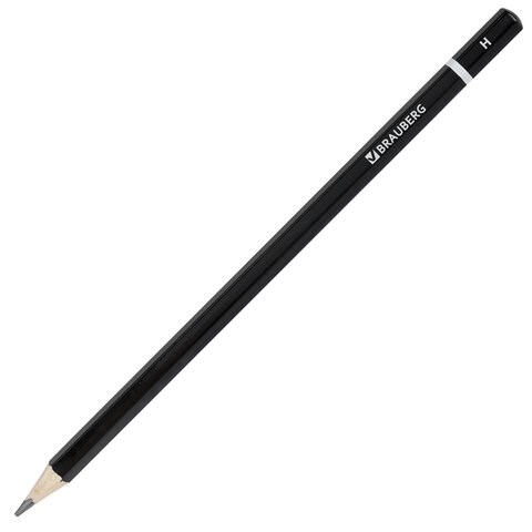 Карандаш чернографитный BRAUBERG, 1 шт., Touch line, Н, корпус черный, заточенный, 180625 180625 - фото 270627