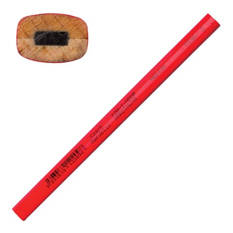 Карандаш столярный KOH-I-NOOR, 1 шт., НВ, грифель 5х2 мм, корпус красный, 153600200177 181004 - фото 270660