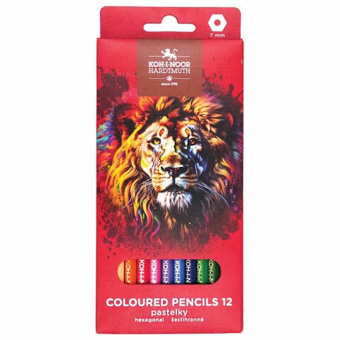 Карандаши цветные KOH-I-NOOR "RED LION" 12 цветов, шестигранные, 2,8 мм, натуральное дерево, 3552/12, 3552012063KS 182080 - фото 270907