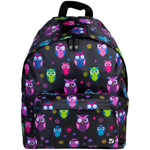 Рюкзак BRAUBERG СИТИ-ФОРМАТ универсальный, "Owls", черный, 41х32х14 см, 225361 225361 - фото 272363