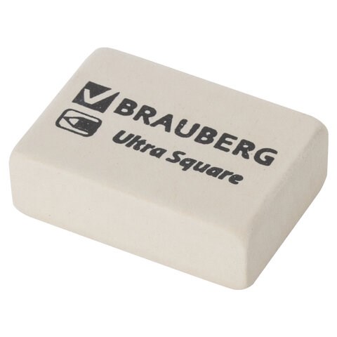 Ластик BRAUBERG "Ultra Square", 26х18х8 мм, белый, натуральный каучук, 228707 228707 - фото 272771