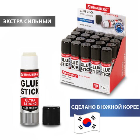 Клей-карандаш BRAUBERG ULTRA STRONG, УСИЛЕННАЯ ФОРМУЛА, 15 г, ЮЖНАЯ КОРЕЯ, 229545 229545 - фото 272899