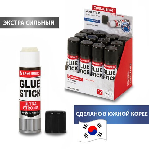 Клей-карандаш 36 г, BRAUBERG ULTRA STRONG, УСИЛЕННАЯ ФОРМУЛА,  ЮЖНАЯ КОРЕЯ, 229546 229546 - фото 272900