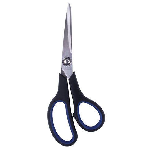 Ножницы BRAUBERG Soft Grip, 190 мм, черно-синие, резиновые вставки, 3-х сторонняя заточка, 230762 230762 - фото 273029