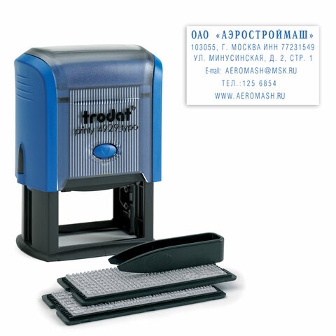 Штамп самонаборный 6-строчный, оттиск 50х30 мм, синий без рамки, TRODAT 4929/DB, КАССЫ В КОМПЛЕКТЕ, 53408 235561 - фото 273275