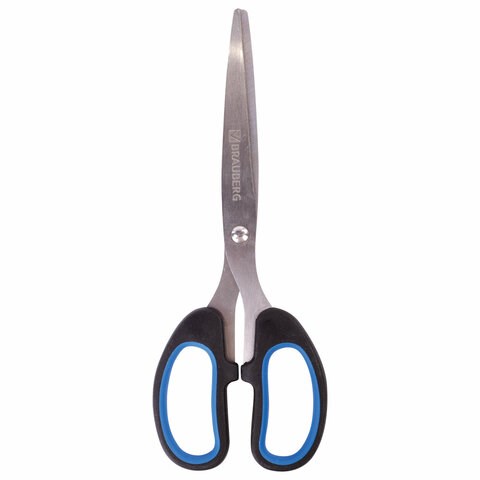 Ножницы BRAUBERG Classic+, 185 мм, черно-синие, классической формы, резиновые вставки, 236448 236448 - фото 273371