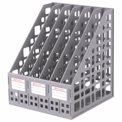 Лоток вертикальный для бумаг BRAUBERG "MAXI Plus", 240 мм, 6 отделений, сетчатый, сборный 237015 - фото 273463