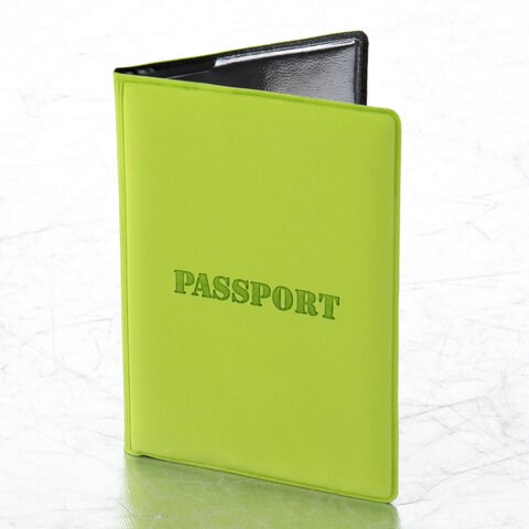 Обложка для паспорта, мягкий полиуретан, "PASSPORT", салатовая, STAFF, 237607 237607 - фото 273640