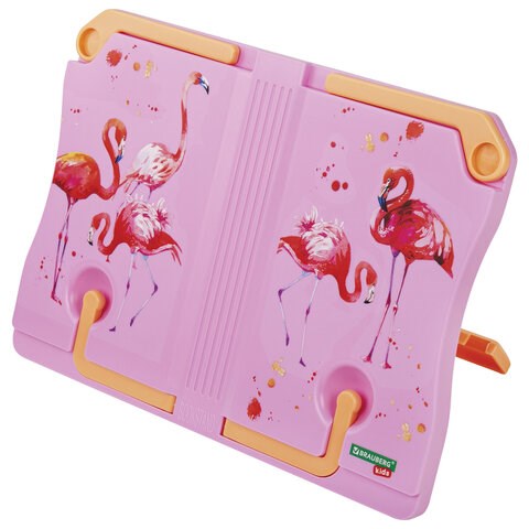 Подставка для книг и учебников BRAUBERG KIDS "Flamingo", регулируемый наклон, ABS-пластик, 238061 238061 - фото 273794
