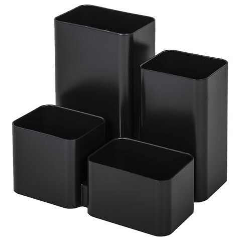 Подставка-органайзер BRAUBERG COMPACT, 4 отделения, 92х114х102 мм, черная, 238102 238102 - фото 273813