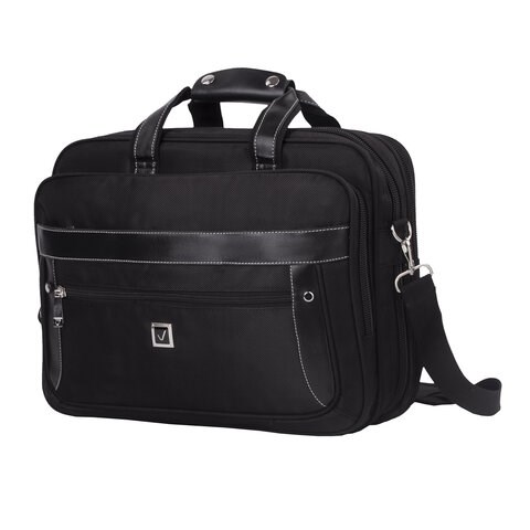 Сумка портфель BRAUBERG CARBON с отделением для ноутбука 15-16", 2 отделения, черная, 31х41х13 см, 240509 240509 - фото 274017