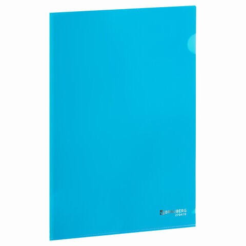 Папка-уголок плотная BRAUBERG SUPER, 0,18 мм, синяя, 270479 270479 - фото 274201