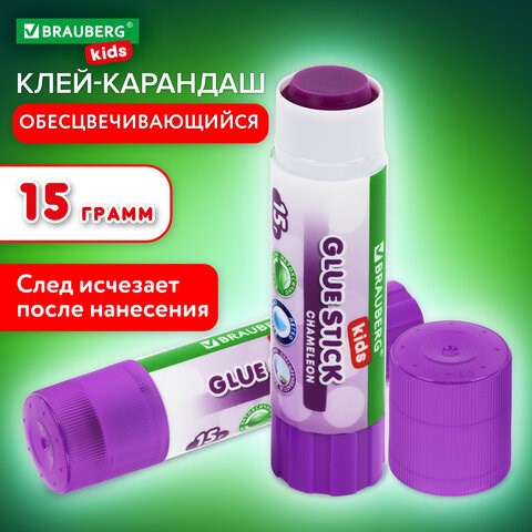 Клей-карандаш BRAUBERG KIDS 15 г, обесцвечивающийся после высыхания, 271711 271711 - фото 274529