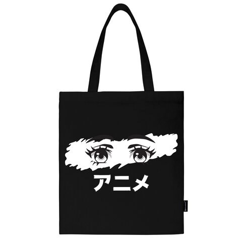 Сумка шоппер BRAUBERG, канвас, 40х35 см, черный, "Anime eyes", 271897 271897 - фото 274575