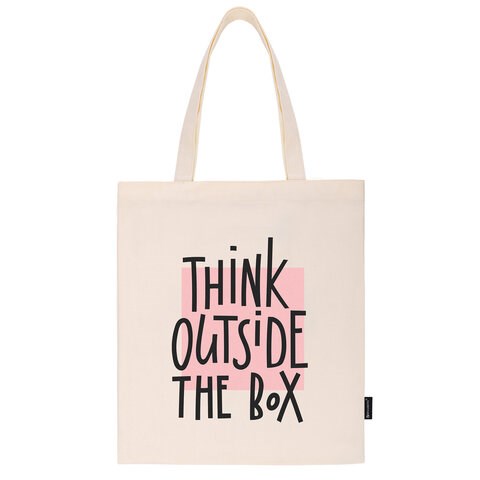 Сумка шоппер BRAUBERG, канвас, 40х35 см, бежевый, "Think outside the box", 271898 271898 - фото 274576