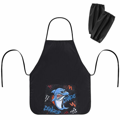 Накидка фартук с нарукавниками для труда ПИФАГОР, 1 карман, 46х54 см, "Angry shark", 272460 272460 - фото 274800